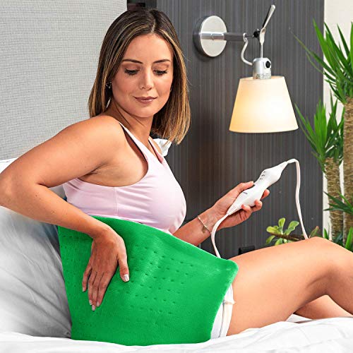 Cure Choice Large Electric Heating Pad for Back Pain Relief + Storage Pouch, Ultra Soft 12"x24" Heating pad for Muscle Cramps - Heated Pad with Adjustable Temperature Settings. (Green) - Thumbnail 3