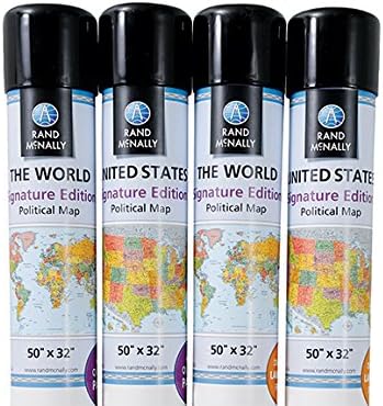signature world wall map – paper rolled (blue)