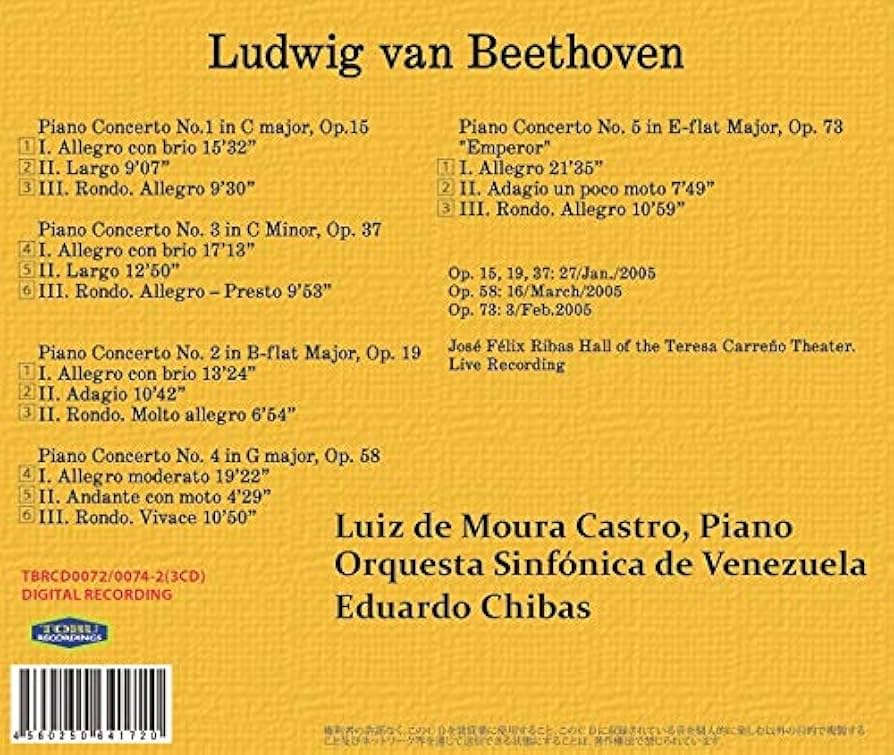 3CD】ベートーヴェン：ピアノ協奏曲全集 チバス、ベネズエラ