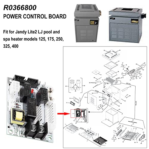 Hihitomorrow R0366800 Power Control Circuit Board Replacement Parts Fit For Jandy Lite2 Lj Pool And Spa Heater 125, 175, 250, 325, 400, Tc2000 Power Module #TOP2