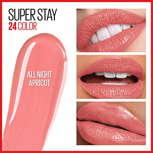 Maybelline New York Super Stay 24, 2-Step Liquid Lipstick Makeup, Long Lasting Highly Pigmented Color With Moisturizing Balm, All Night Apricot, Nude Orange, 1 Count #TOP2