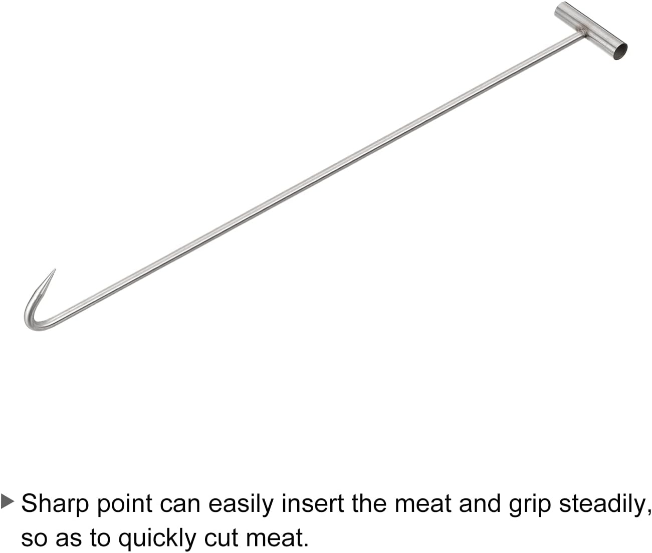 uxcell 35.4 Inch T-Handle Meat Boning Hook, Stainless Steel Meat Hooks for Kitchen Butcher Shop Restaurant Barbecue Shops Tools