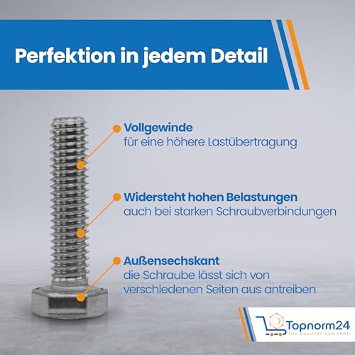 Sechskantschrauben Edelstahl M8x25 (20 Stück) DIN 933 (ISO 4017) Vollgewinde Maschinenschrauben A2 V2A rostfreier Edelstahl Sechskantkopf (M8x25 (20 Stück)