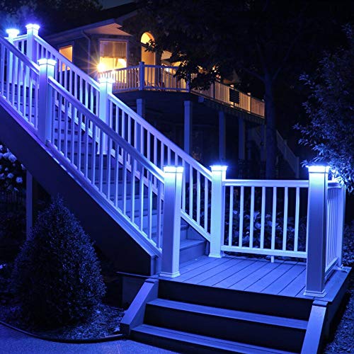Solar Post Cap Lights Outdoor Super Bright 20 Lumen 2Pack 4 Adaptors for 4x4 5x5 6x6 3.5x3.5 White Fence Post Lamp Deck Postcap Light Waterproof Warm White LED Caps Lantern for Yard Walkway Porch