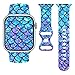 Blue Starry Fish Scales Iwatch Bands Compatible With Apple Watch 38mm 40mm 41mm, Mermaid Adjustable Rubber Wristbands Soft Silicone Replacement Strap For Iwatch Series 7 6 5 4 3 2 1 Se For Women Men Ladies Girls