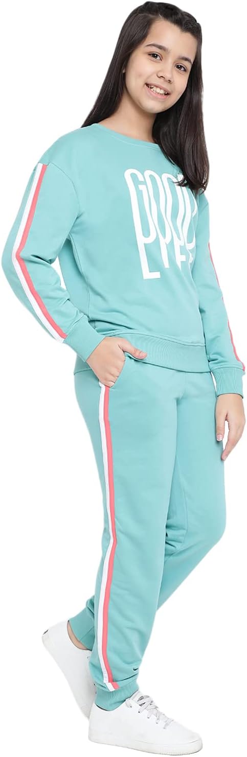 Li'l Tomatoes Girls Tracksuit Set| Winter Looper Sweatshirt with Pajama| Kids Casual Co-Ord Set| 9–15 Years