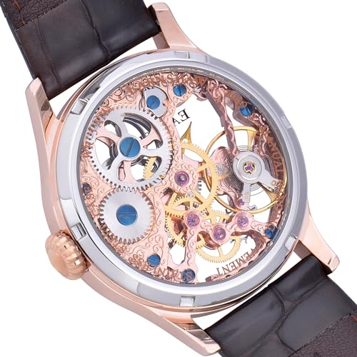 Image of Thomas Earnshaw Mens 42mm Bauer Mechanical Skeleton Automatic Watch with Genuine Leather Strap or Stainless Steel Bracelet ES-8049