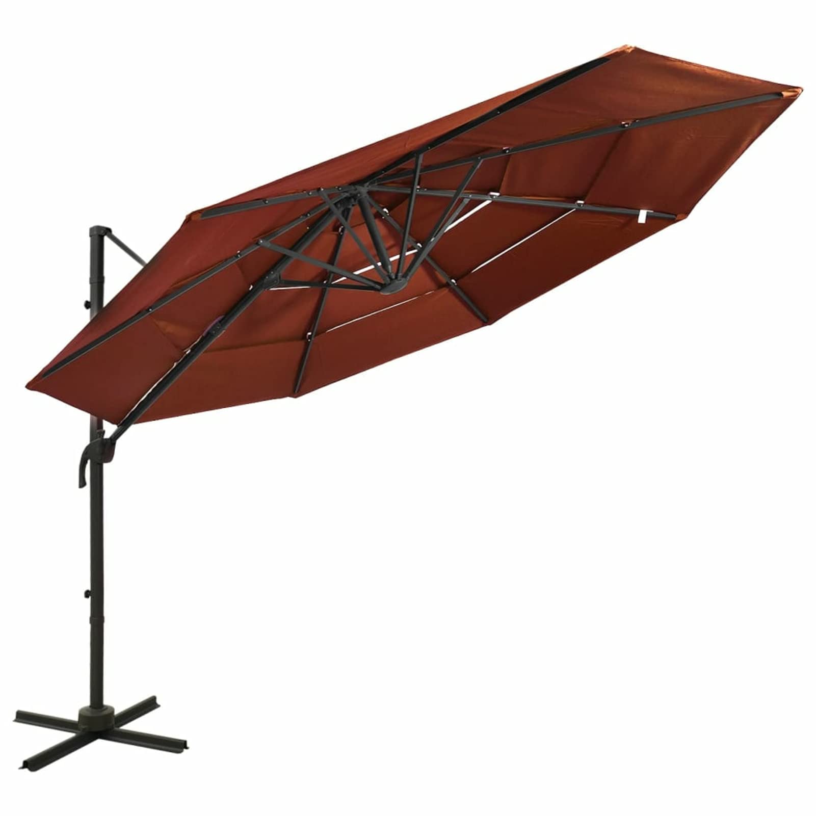 Parasol przeciwsłoneczny z aluminiowym masztem, 4-warstwowy, terakota, 3 x 3 m, parasol ogrodowy, balkonowy, ochrona przed słońcem