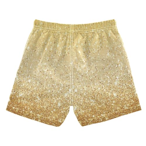 Boccsty Butter Yellow Cream Gold Glitter Boys Swim Trunks Baby Kids Swimwear Summer Toddler Beach Board Shorts 2T2
