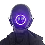 KYEDAY Punk Mask Cosplay for Men, LED Round Light Mask for Women Cosplay Halloween Fit Party Music Festival Accessories