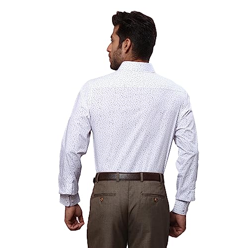 Image of Raymond Men's Pure Cotton Print Pattern Slim Fit Semi Cutaway Collar Full Sleeve Formal Shirt