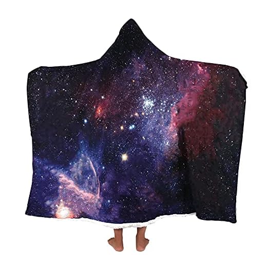 3D Printed Throw Wearable Hooded Blanket Hood Poncho Cloak, Starry Sky Sherpa Thicken Warm Plush for Women&Girl,Magic Hat Winter Novelty Blanket for Watch TV Sofa Lounge Bed Napping (Y07, 150x130cm)