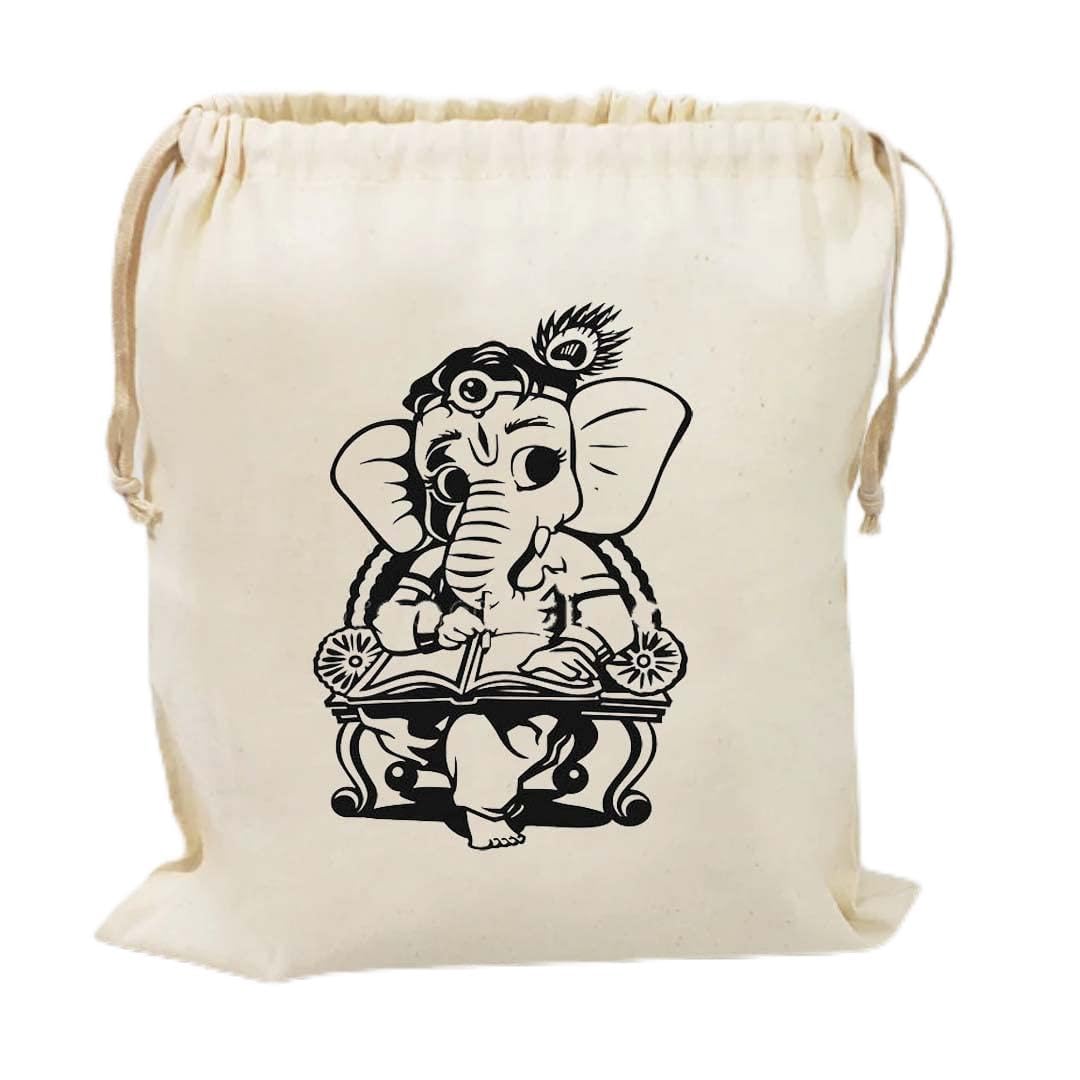 Handmakers Canvas Drawstring Bags,Gift Potli For Return Gifts, Wedding Gift,Diwali Gifts For Gold Coin, Silver Coin,Dry Fruits Black Ganesh Print Potli (50), 15 count (B0BC1X7C9P) Amazon Price History, Amazon Price Tracker