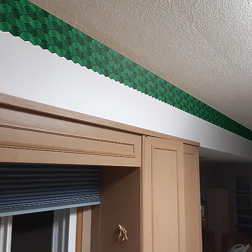Image of WallDesign Leafy Emerald Tile Sticker - 4 in X 10 Feet Self-Adhesive Durable Border Roll for Bathroom, Kitchen, Counter, Wall, Home Decoration