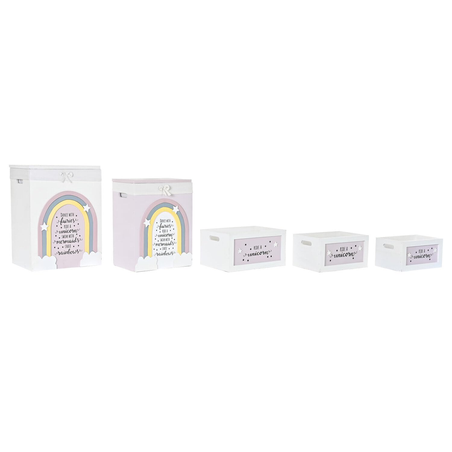 CESTA ROPA SET 5 PAULOWNIA 40X30X55 BLANCO
