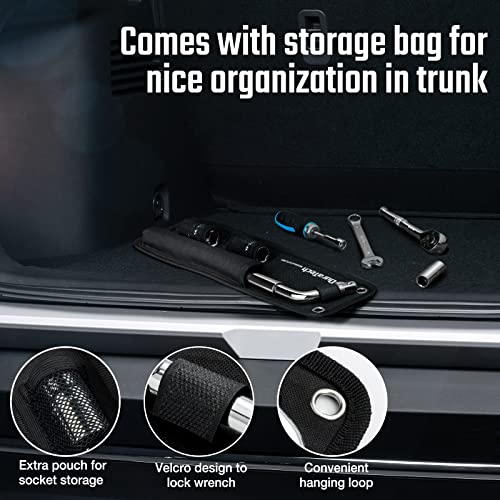 Duratech Telescoping Lug Wrench, Wheel Wrench, With 17/19 And 21/23Mm Sockets, Organizer Pouch Included #TOP5