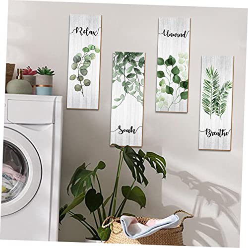 Placas de madera decorativas para baño Cabilock pack de 4 carteles colgantes para aseos 7