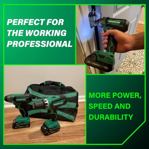 Metabo HPT 18V MultiVolt Cordless Hammer Drill and Impact Driver Combo Kit, Cordless Power Tool Set with 2 Lithium-Ion Batteries and Charger, Lightweight and Ergonomic Design, Carrying Bag, KC18DFX thumbnail 6