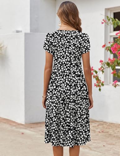 Image of ZEAGOO Womens Casual Dresses for Summer Short Sleeve Flare Midi Dress Loose Flowy Beach Sundress