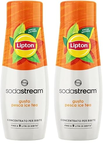 SodaStream Concentré Lipton Ice Tea Saveur Pêche pour Machine à Eau Pétillante et Soda | Préparez jusqu'à 9 Litres de Lipton en Quelques Secondes, Goût Original, 440ml (Lot de 2)