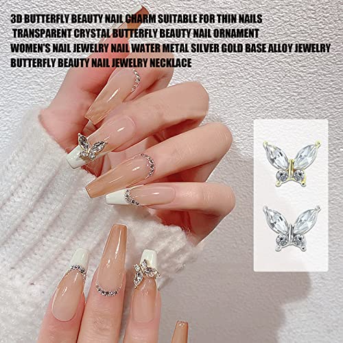 3D Butterfly Nail Charms,20PCS Gold Silver Metal Butterfly Nail Rhinestones Charms,Nail Gems Nail Accessories for Women Girls Nail Art Design Decorations DIY Crafts (A Gold Silver) - Image 4