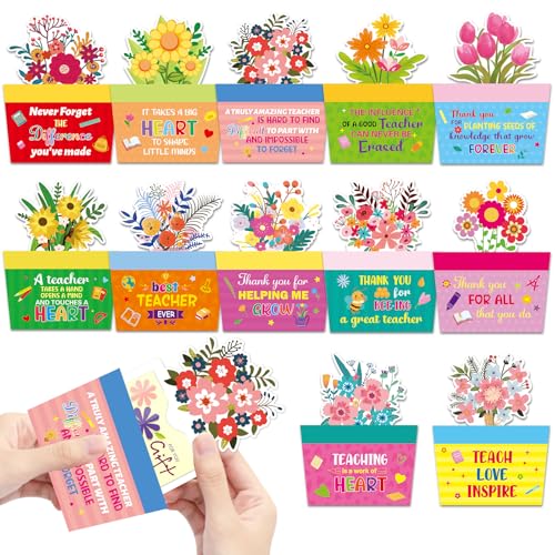 Fancy Land 12 Pcs Teacher Appreciation Gift Card Holders Money Card Sleeves Teacher Appreciation Gifts in Bulk for End of School Year Graduation