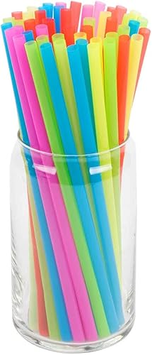 Miniatura 2 de Perfect Stix Pajitas de plástico jumbo envueltas en paquete de 1000  Pajitas desechables de 8 pulgadas, juego a granel, incluye 250 pajitas de neón