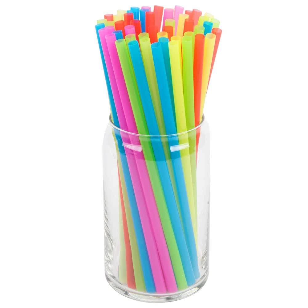 Concession Essentials Neon Jumbo 7.75 UN 500 Neon Jumbo Straws, 7.75" Unwrapped 500ct (Pack of 500), Multi Neon (CENeon7.75Unwrapped-500CT)