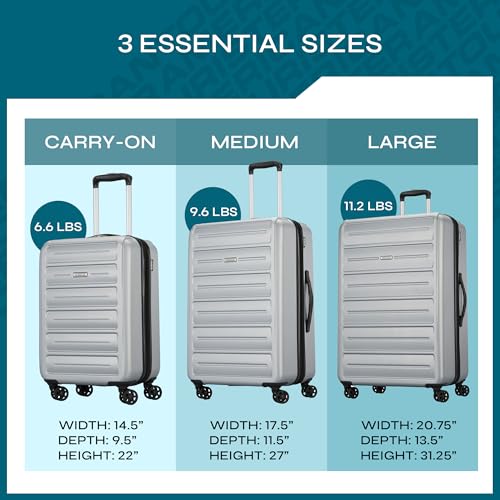 American Tourister Westridge Hardside Luggage Set with Spinner Wheels, Silver, 3PC SET (CO/M/L) by American Tourister - Image 3