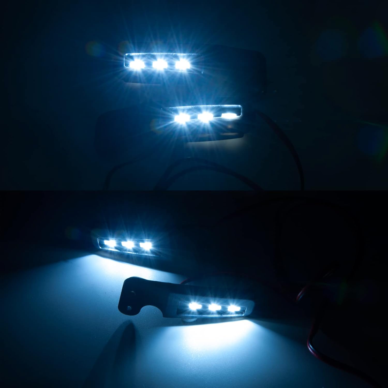 MORLORDY RC Front Bumper White LED Side Lights Headlight for 1/10 Scale RC Crawler Car TRX4 2021 Bronco Upgrades