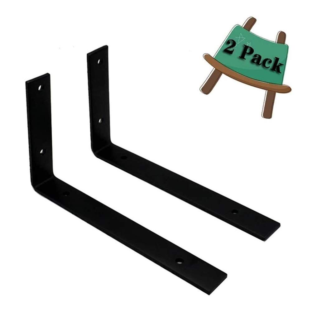 NGDFGR Wall Shelf Brackets Supports Heavy Duty 2Pcs Rustic Wall Mounted Iron Shelve Brackets L Shelf Bracket Heavy Duty Corner Brace Joint Right Angle Bracket,10inch(25cm)