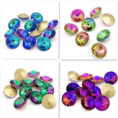 New 15pcs Elements Crystal Glass Rivoli Loose Beads 14mm - (Color: Blue Light)