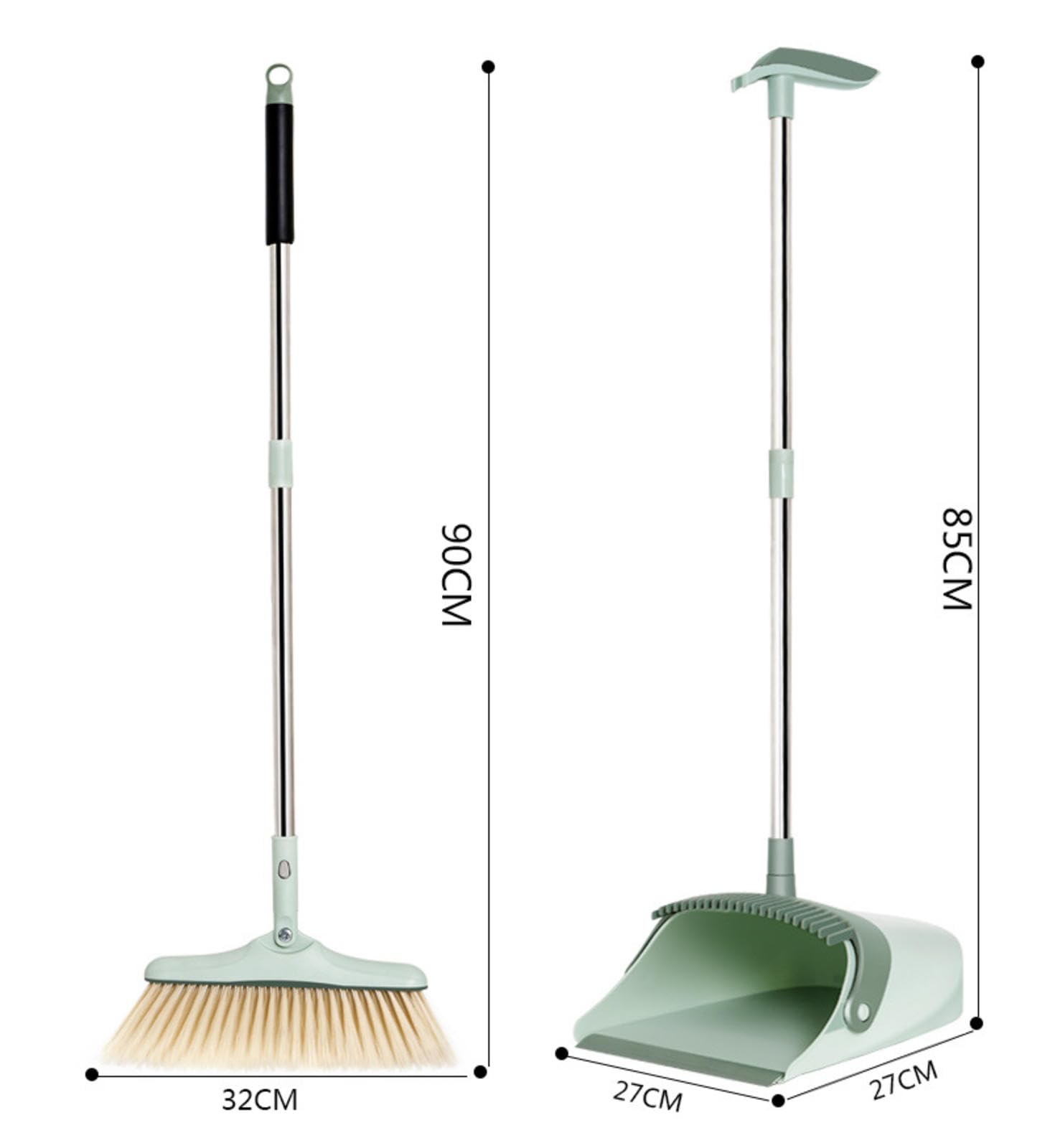 NIBHZ Juego de Recogedor y Escoba de Pie, Escoba de Mango Largo con Recogedor, para Barrido Ergonómico en Interiores, Oficina en Casa