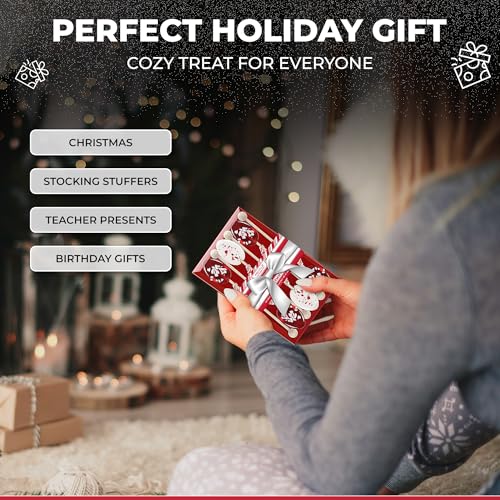 Image of Melville Candy Hot Cocoa /Latte Spoons & Stirrers Gift Set - Made in the USA Stirrers for Hot Cocoa, Lattes, & Coffee - Individually Wrapped (6-Count, Peppermint)