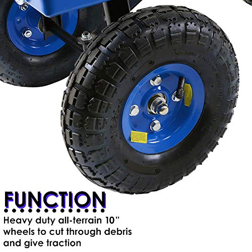 Landworks 2103Q044A Heavy Duty Lawn/Garden Utility Cart/Wagon With Removable Side Meshes, 400 lbs, Blue - Thumbnail 2