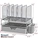 Simple Houseware Mesh Desk Organizer with Sliding Drawer, Double Tray and 5 Upright Sections, Silver