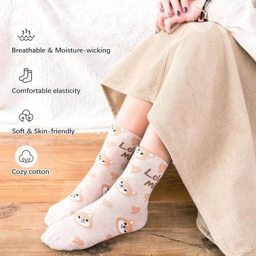 Image of IIG 5 Pairs Womens Novelty Cute Crew Socks Colorful Funny Ankle Socks Gifts for Womens Socks