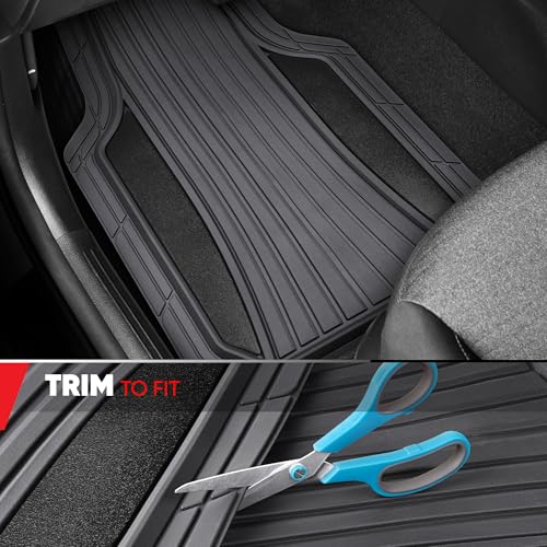 Image of Motor Trend ChromeTech Car Floor Mats Full Set - Durable Rubber Floor Mats for Cars with Two Tone Accent, All Weather Interior Protection for Front and Rear with Non-Slip Backing, Gray /Black