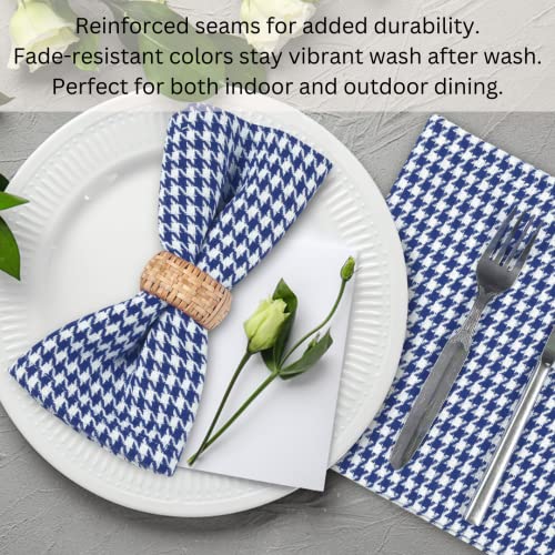 Urbana Cotton Set Of 12 Houndstooth Kitchen Cloth Napkins Premium 100% Cotton Dinner Napkin, Soft & Durable Ideal For Dining Room, Restaurant, Weddings & Events (Blue, 18 X 18 Inches) #TOP5