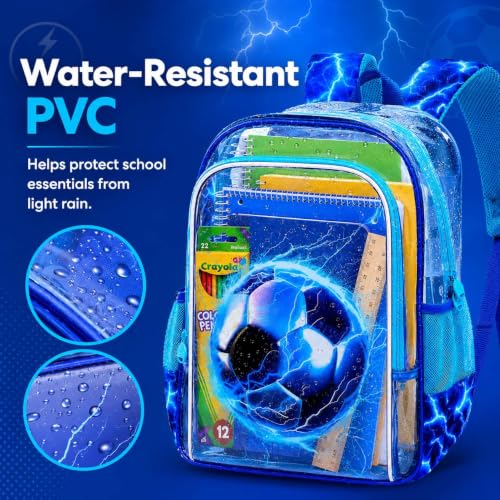 Image of KLFVB 3PCS Clear Backpack for Girls and Boys, Kids See Through Backpacks Stadium Approved, Transparent Bookbag for Elementary