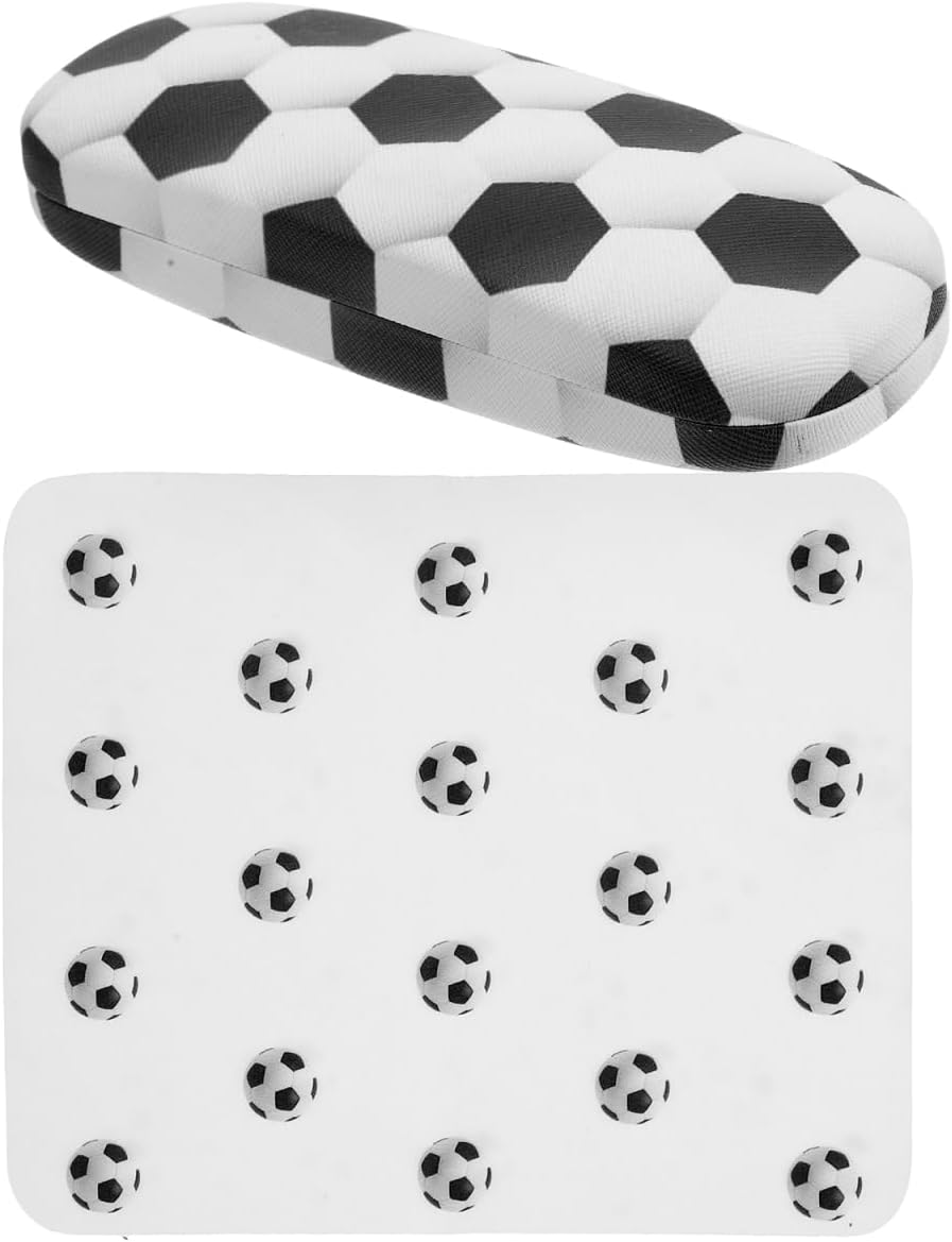 FRCOLOR Hard Shell Eyeglasses Case Cool Football Pattern Portable Sunglasses Case for Kids Students Teenager Travel Eye Glass Protective with Cleaning Cloth