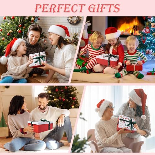 Grün Geschenkbox für Weihnachten Faltbare Geschenkboxen Grün, Geschenkbox mit Deckel Groß mit Schleife und Grußkarte, Geschenk Kartonschachtel 28 x 20.7 x 10 cm, Box grün mit Deckel