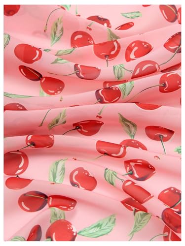 WDIRARA Women's Cherry Graphic Print Scarf Large Square Hair Bandana Sleeping Head Wraps4