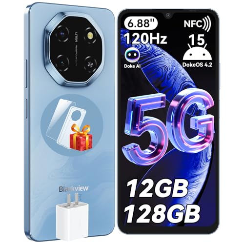 Blackview Shark 6 KI 5 G Handy Ohne Vertrag, 6.88\" 120HZ Android 15 Smartphone 5G Ohne Vertrag, 12GB+128GB / 2TB TF 5000mAh & 18W, 16MP+8MP Dual 5G SIM Handys/Fingerabdruck/Face ID/GPS/OTG/NFC Blackview Shark 6 KI 5 G Handy Ohne Vertrag, 6.88\" 120HZ Android 15 Smartphone 5G Ohne Vertrag, 12GB+128GB / 2TB TF 5000mAh & 18W, 16MP+8MP Dual 5G SIM Handys/Fingerabdruck/Face ID/GPS/OTG/NFC