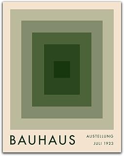 Josef Albers Inspired Mid Century Modern Bauhaus Wall Art Exhibition Print - UNFRAMED Print - Geometric Wall Art For Office, Bedroom, Gallery Wall - Chic Wall Decor (11x14", Green)