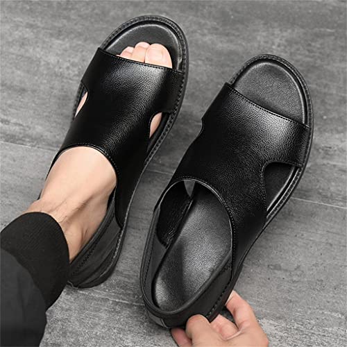 Dual-Purpose Beach Shoes Cow Leather Thick Soled Shoes Casual Comfortable Men's Sandals(42)2