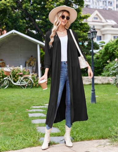 Image of Ekouaer Women Robes Long Knit Bathrobe Lightweight Soft Kimono Robes Casual Ladies Loungewear with Pockets
