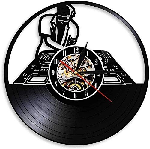 Dj Plattenspieler Hip Hop Wanduhr Nachtclub Musikstudio Wandkunst Retro Vinyl Schallplatte Wanduhr Musikliebhaber Dj Freund Geschenk-Nein Led
