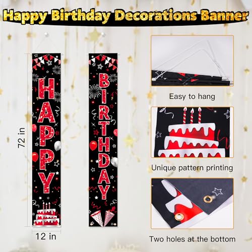 Image of Birthday Decorations Banner, Happy Birthday Door Sign for Men Women Boys Girls Ideal Birthday Decorations Party Supplies Outdoor Indoor 72 x 12 Inch