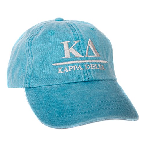 Kappa Delta (B) Embroidered Baseball Hat Cap Cursive Name Font Adjustable Leather Strap (Bright Blue - B) #TOP24